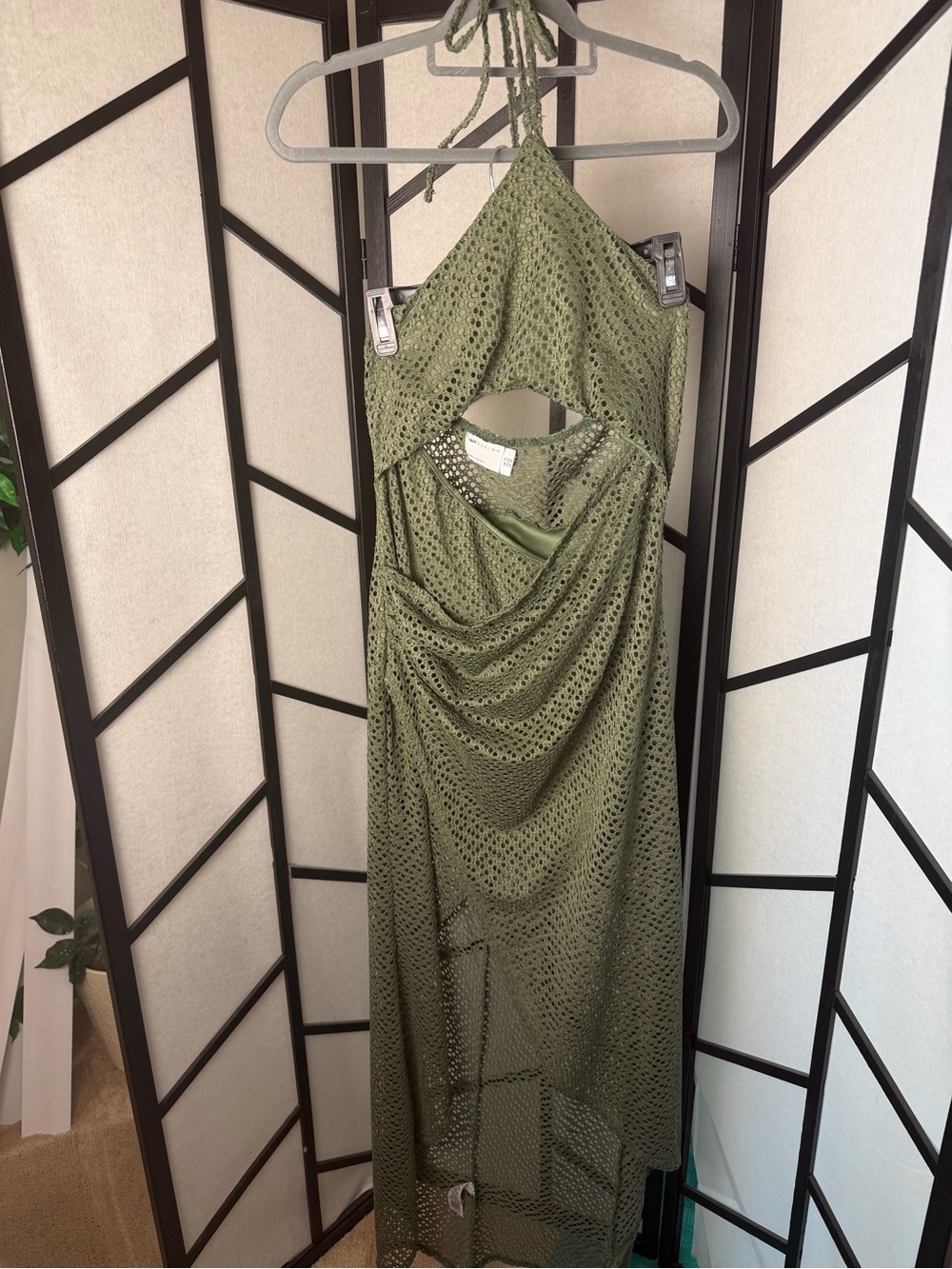 ASOS Olive Green Halter High-Low Maxi Dress